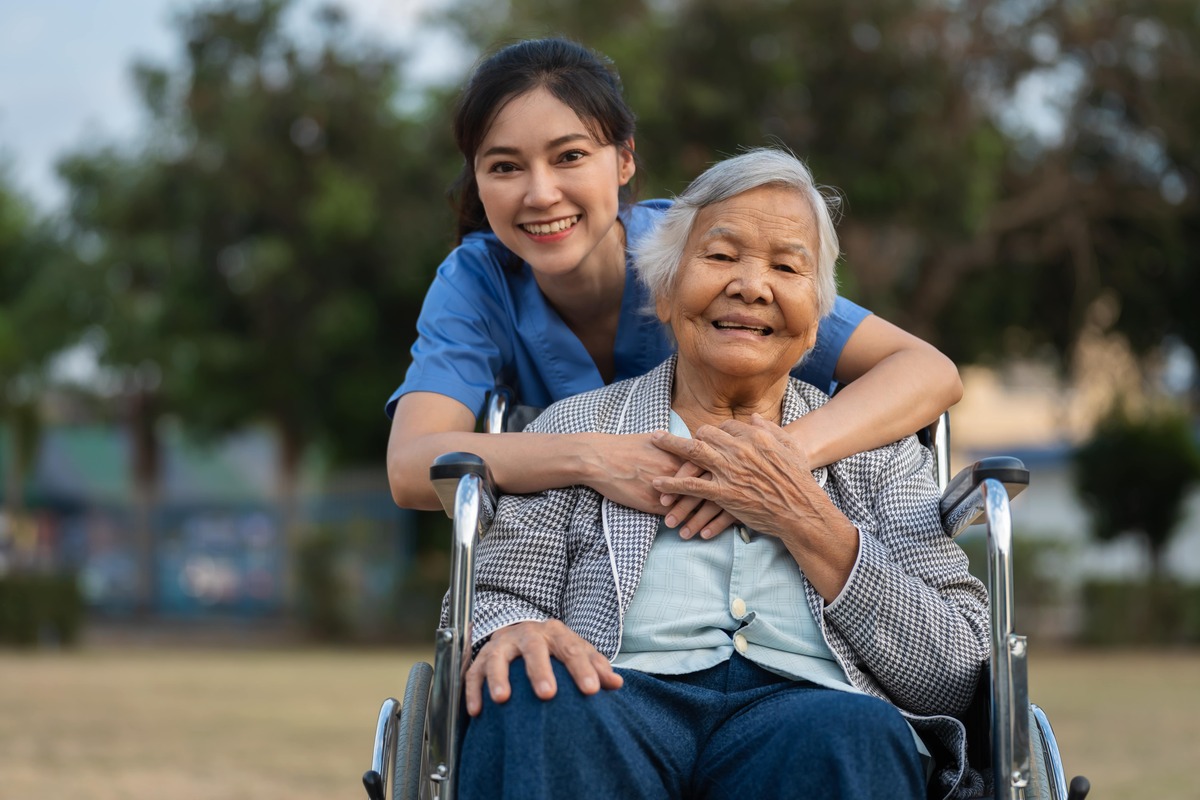 PSW Support Worker Woman in Scrub with Patient